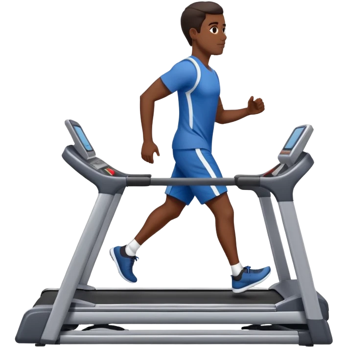 Modern incline treadmill, Dominican guy, black guy walking up on treadmill emoji