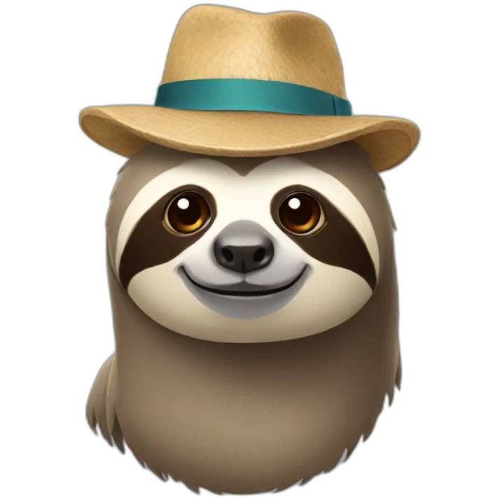 Sloth with a hat emoji