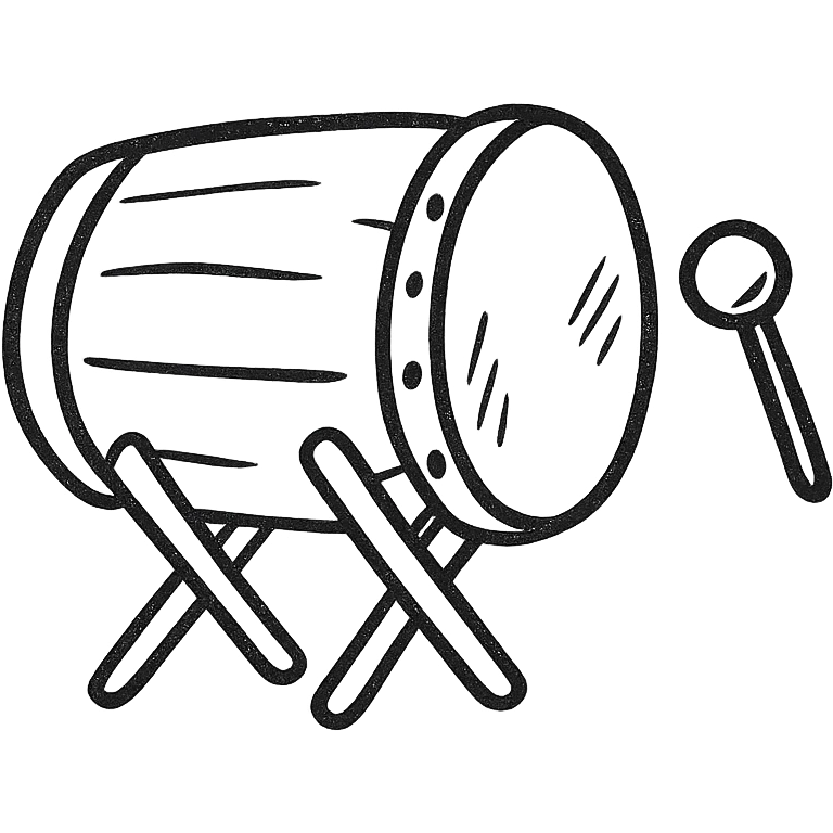 tung tung sahur, hand drawn black outline style, simple, clear lines emoji