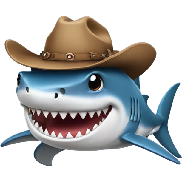 Shark wearing a cowboy hat emoji
