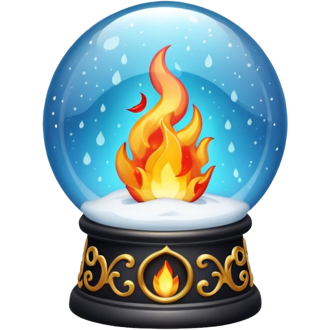 Can you make a snow globe emoji with a flame in it, gothic style emoji