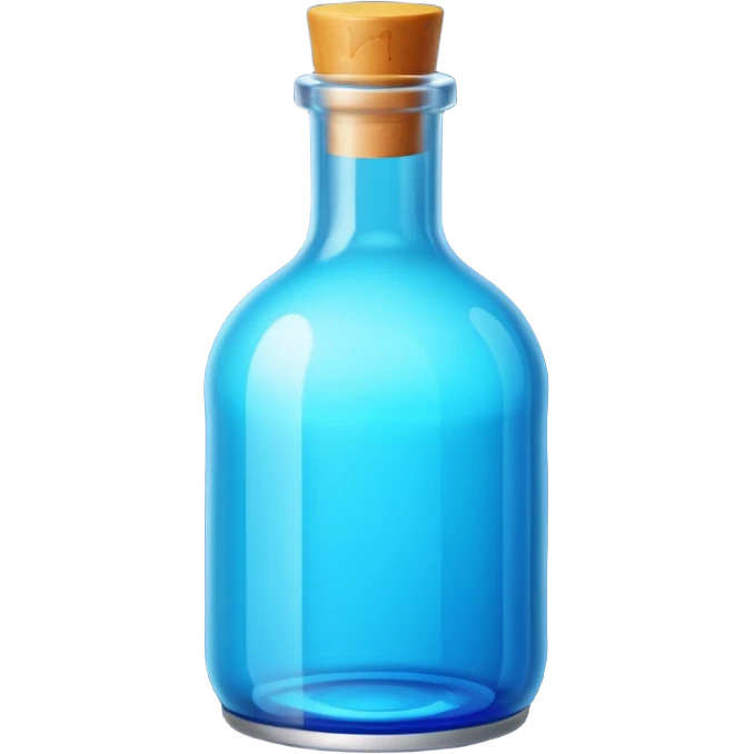a blue motion tiled to the left, with a round glass bottle no handle, neon  emoji