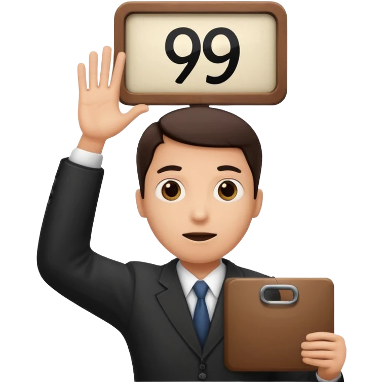 a jury member holding a scoreboard with the number 9 over their head, simple, expressive emoji