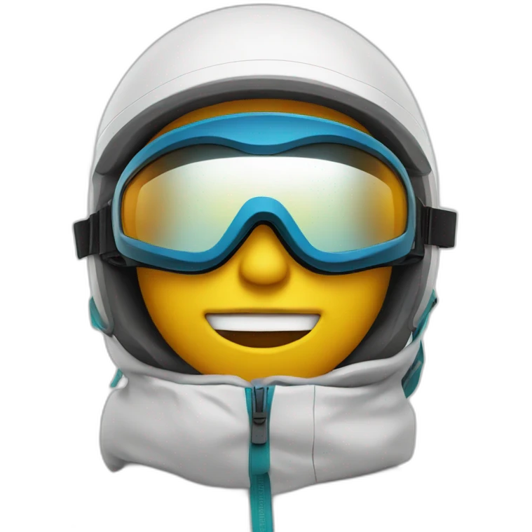 skiier with goggles tired after long day emoji