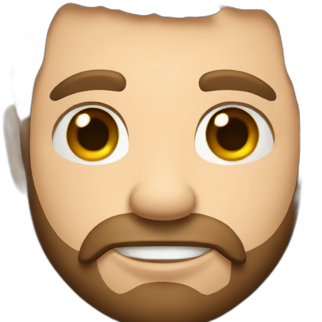 man with brown hair and beard and rhino horn emoji