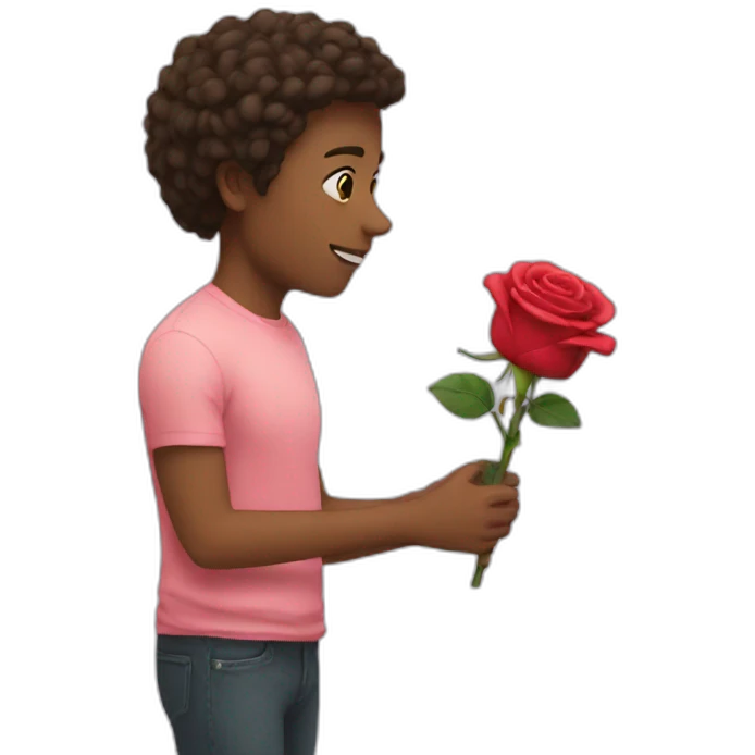 Friend giving rose emoji