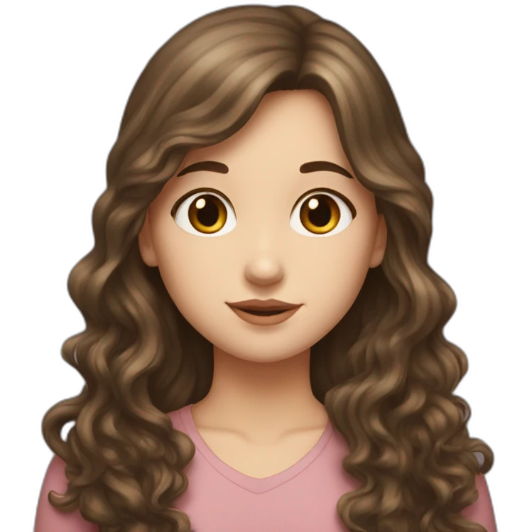 White girl with long dark curly hair hugs white girl with brown straight hair with bangs  emoji