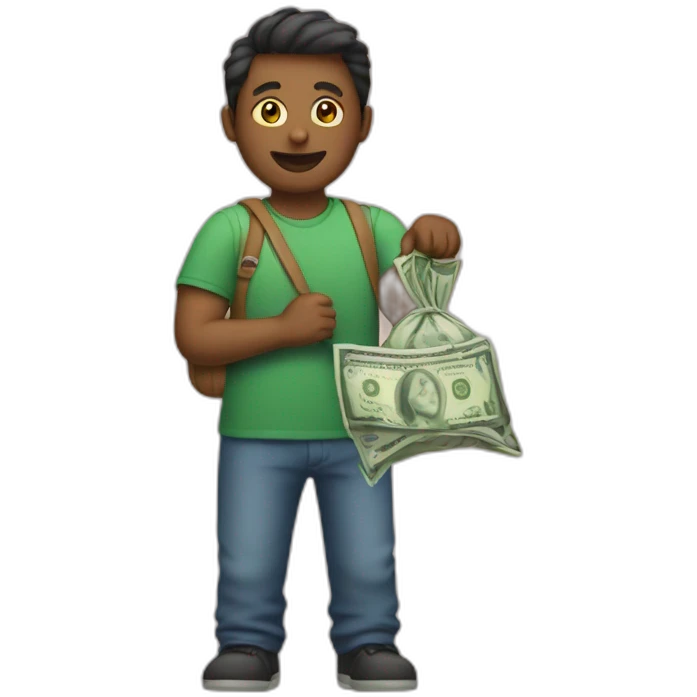 holding a bag of money emoji