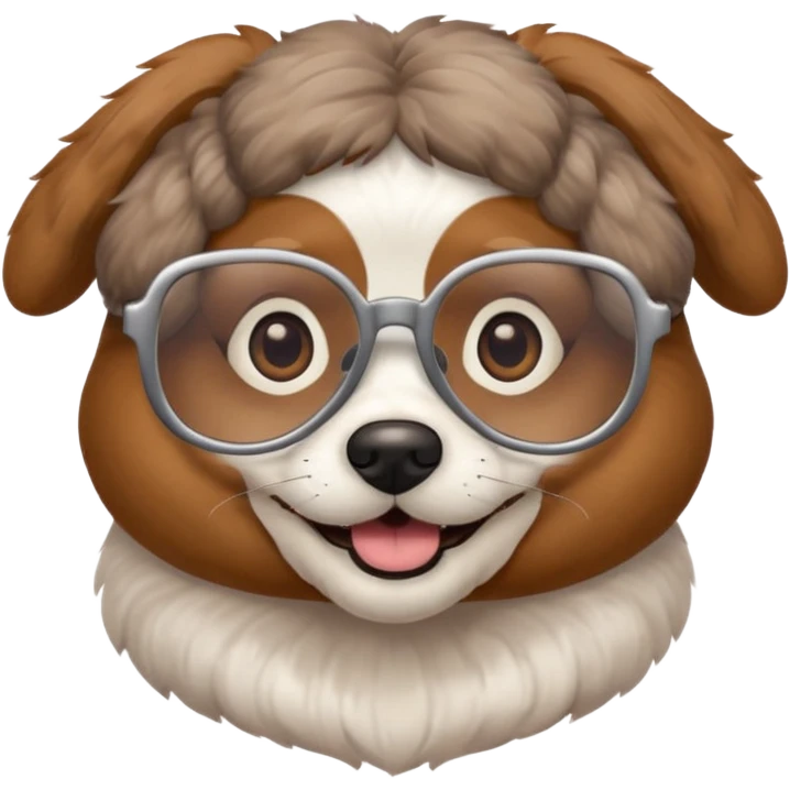 dog wearing grany emoji