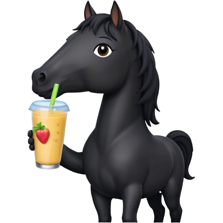 black horse character holding smoothie emoji