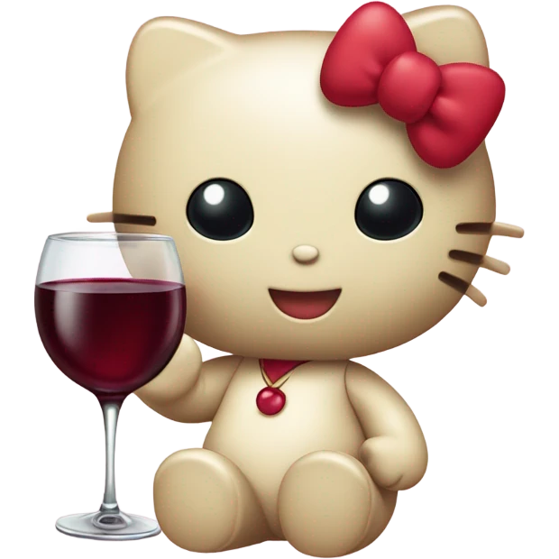 Hello Kitty drinking red wine emoji