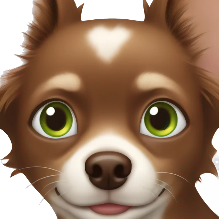 Chihuahua dog with green eyes and chocolate-colored fur emoji