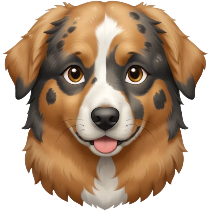 Australian Shepherd golden retriever tan eyebrows around nose and mouth black and speckled grey fur on chest. No white  emoji