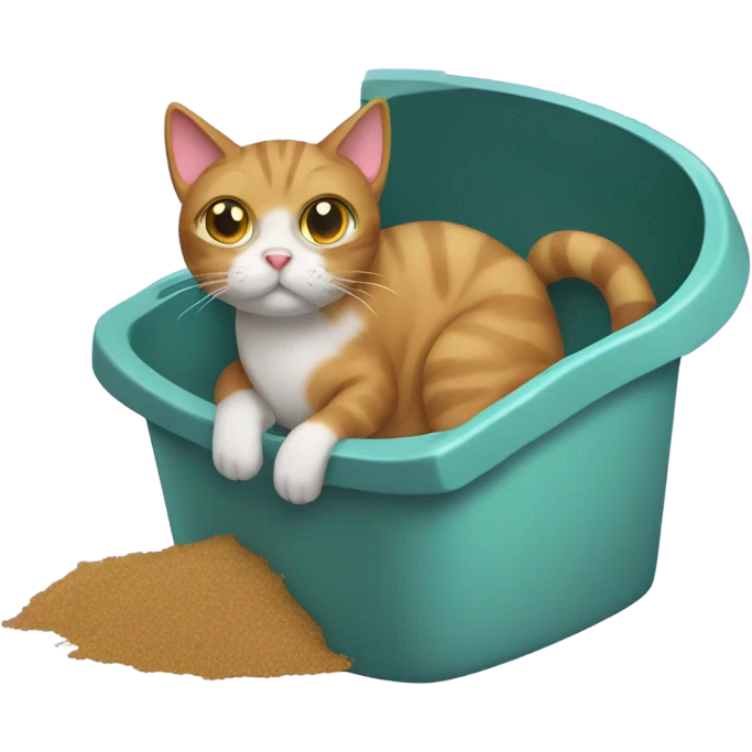 Cat pooping in litter box emoji