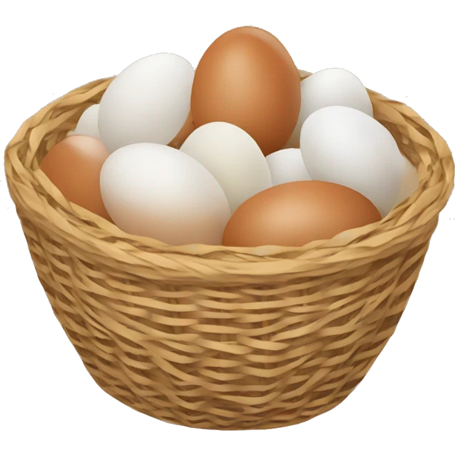 Brown basket with chicken eggs emoji