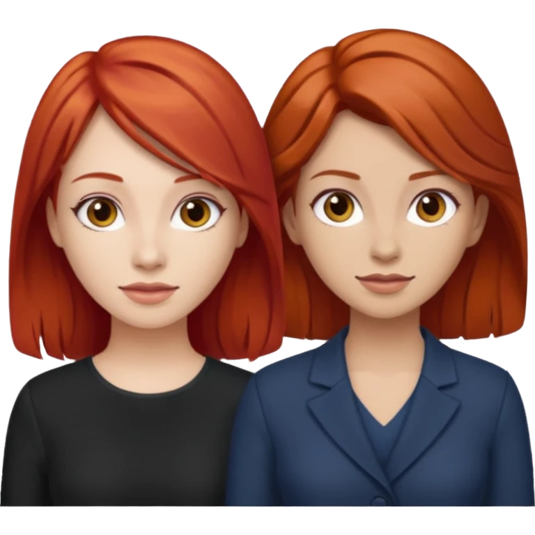 One woman with red hair and one woman with brown hair emoji