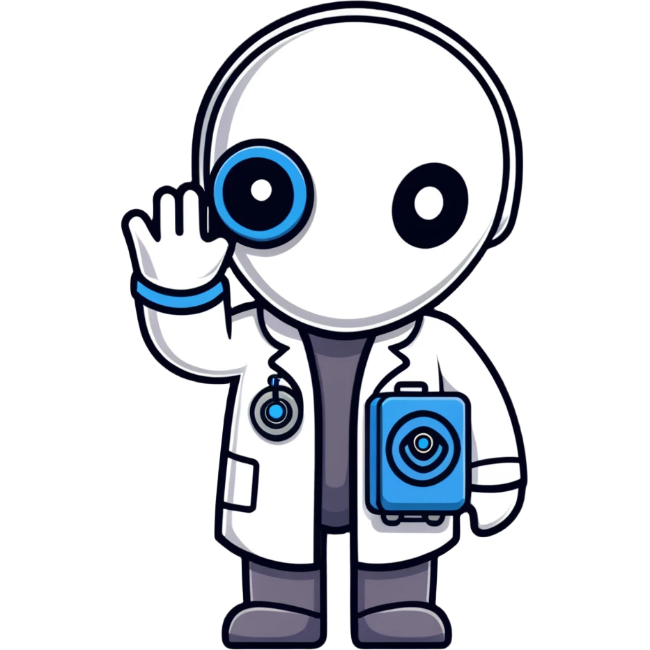 alien doctor with robot parts and mask emoji