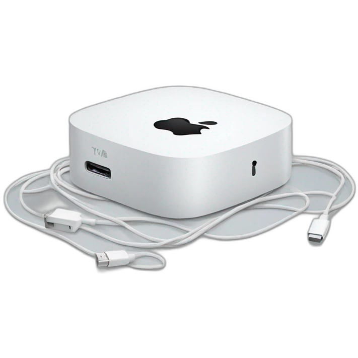 white apple tv with cables (without apple log, instead it has a heart on it) emoji