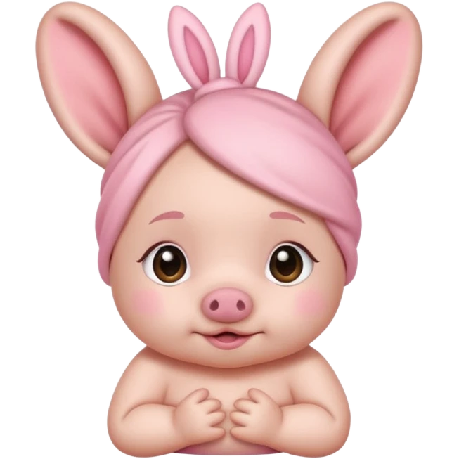 bunny ear accessory wearing baby piggy bun hair emoji