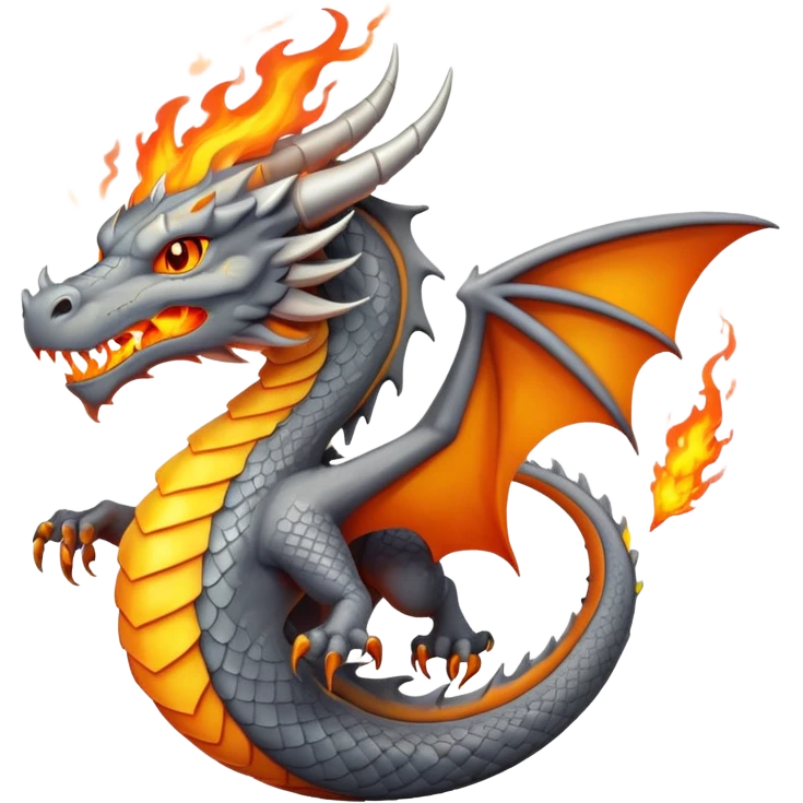 grey dragon breathing fire emoji