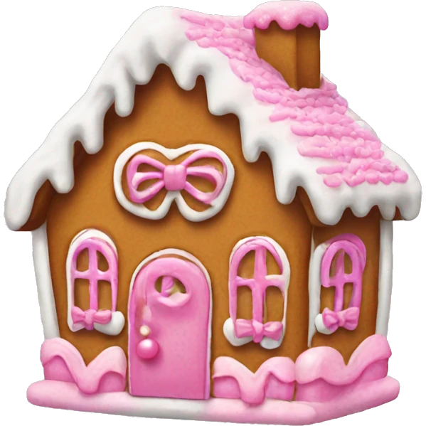 Gingerbread house with a pink bow  emoji
