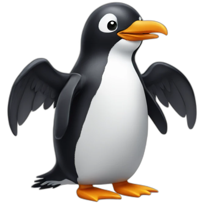 Penguin with wings and arms emoji