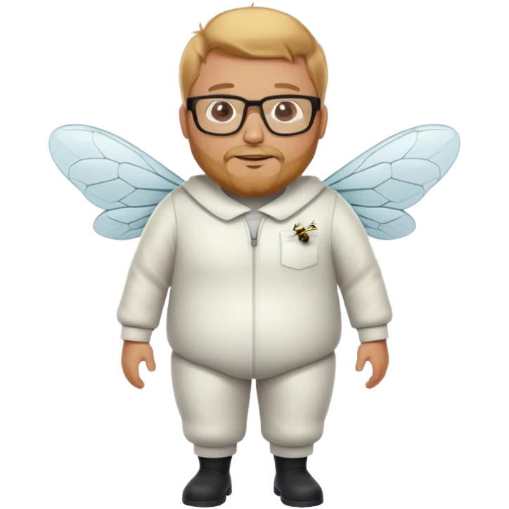 full body medium plus size male bee keeper with  short light strawberry blonde hair and goatee wearing glasses  emoji