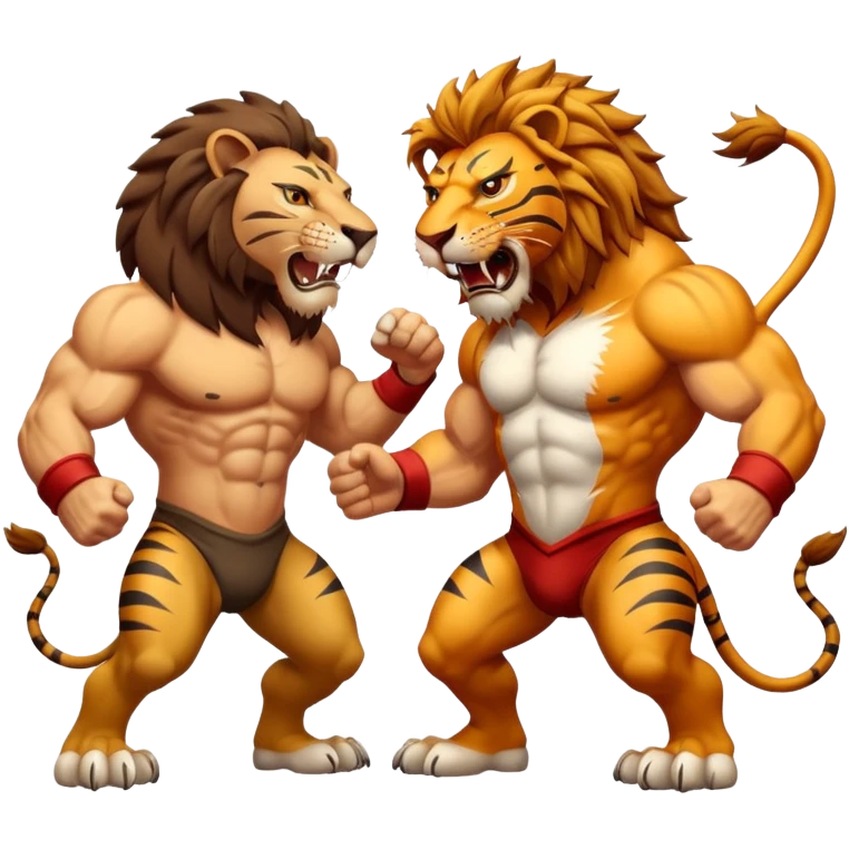 brutal battle between one lion and one tiger  emoji