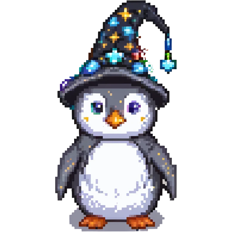 penguin wizard with a starry hat emoji
