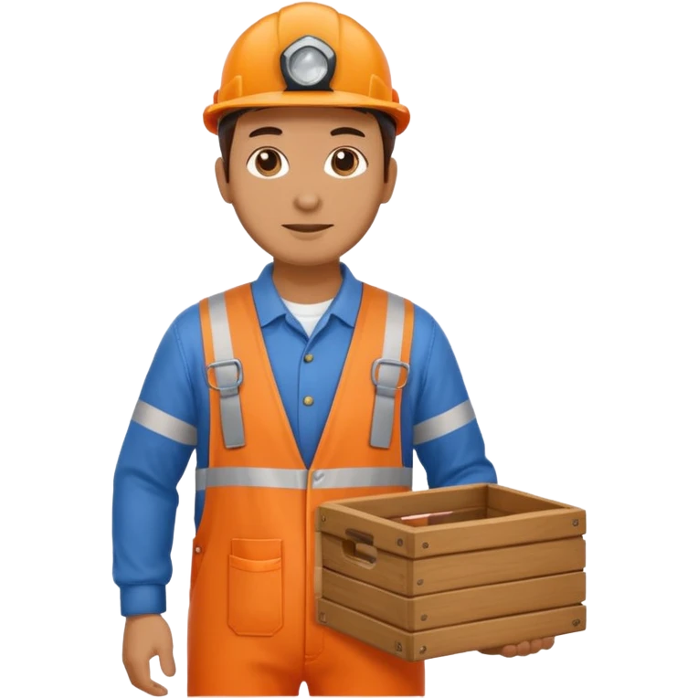 railway engineer, orange overalls carrying a box emoji