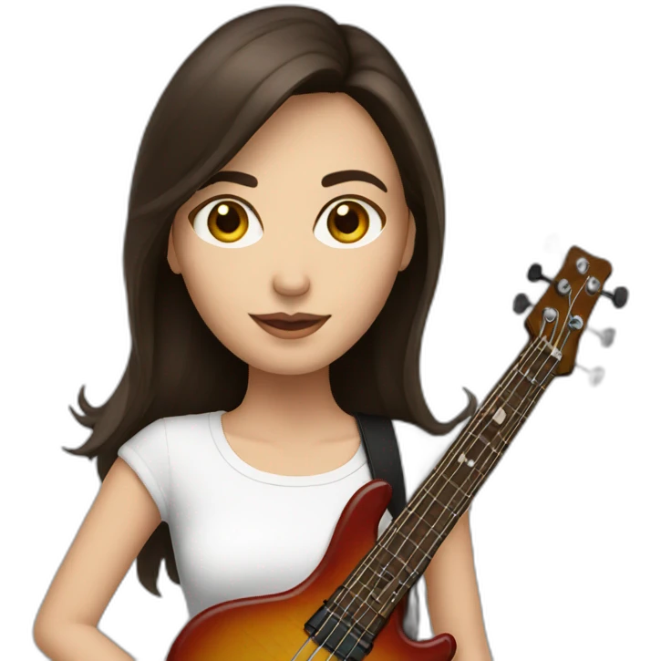 White brunette playing bass emoji