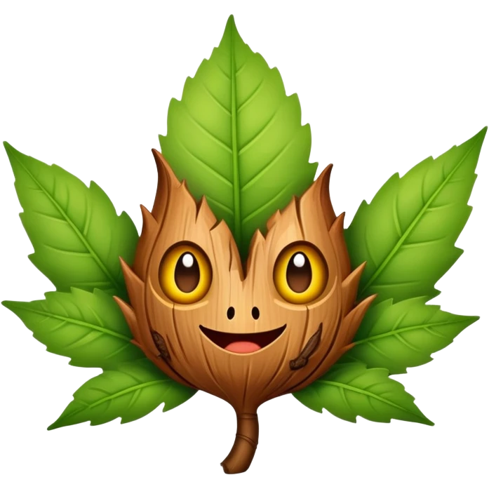 a cool leaf and bark creature looking smug emoji