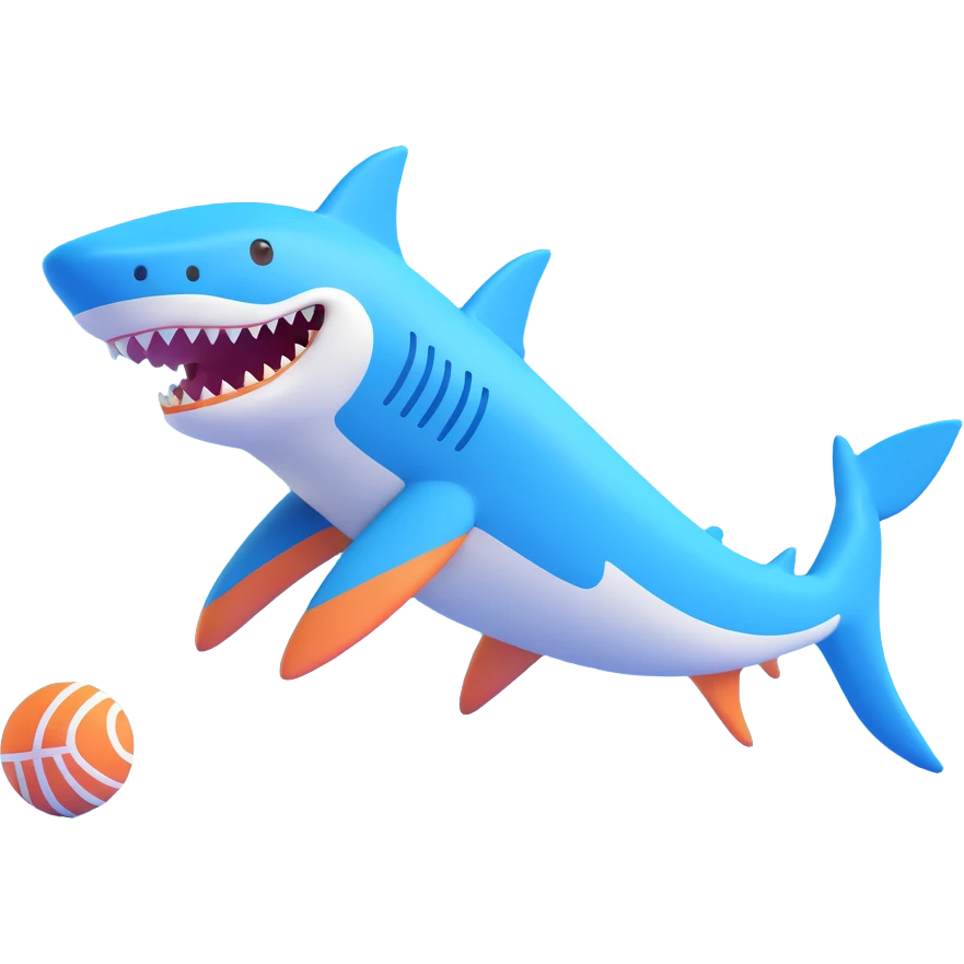 blue shark with blue Nike tennis shoes emoji