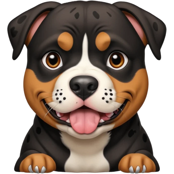 Pitt bull rottweiler white muzzle with black spots tongue out emoji