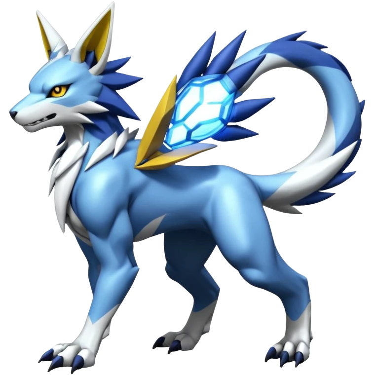Alloy Futuristic Manufactured Medical WereGarurumon-Zeraora-Renamon-Absol-fusion-hybrid-creature (full body emoji
