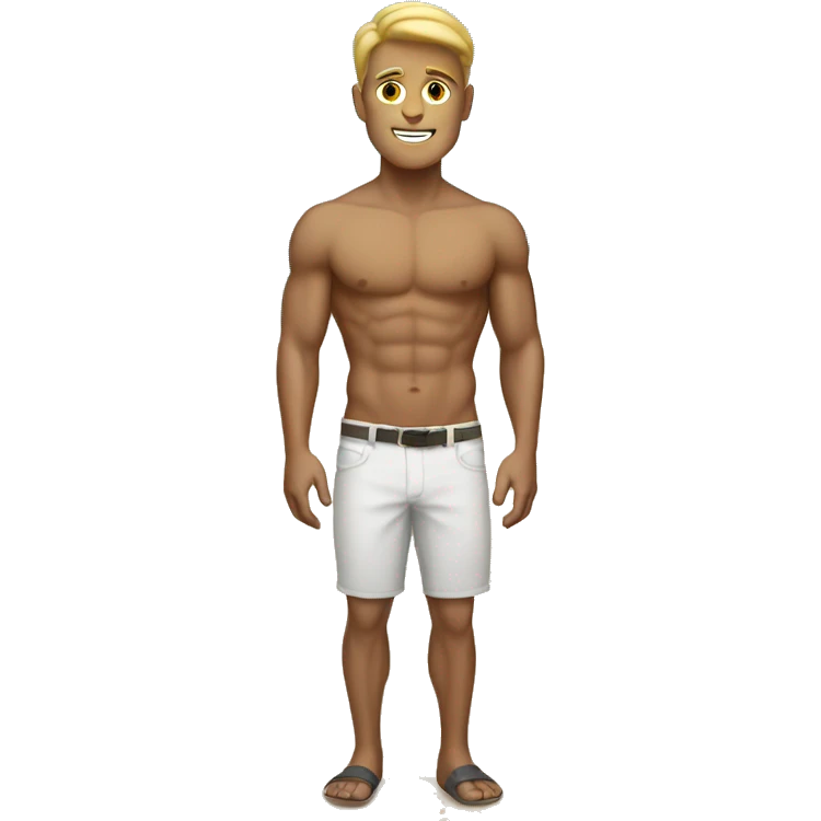 white guys with nice abs standing on sand emoji