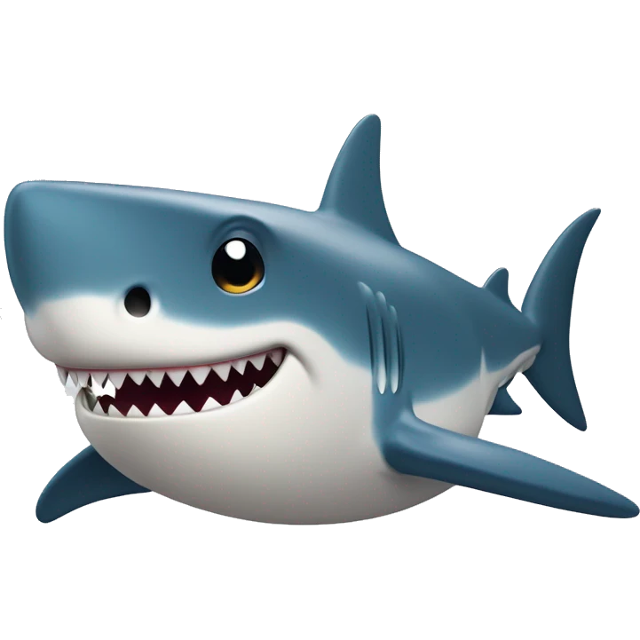 Shark with dorcal fin on top and huge smile with sharp teeth emoji