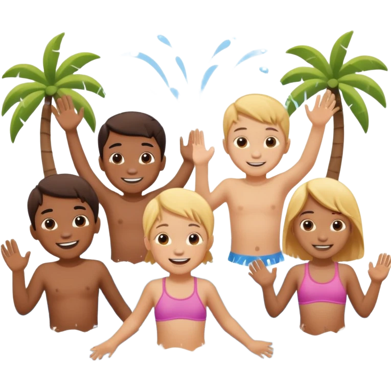 5 kids at a waterpark emoji