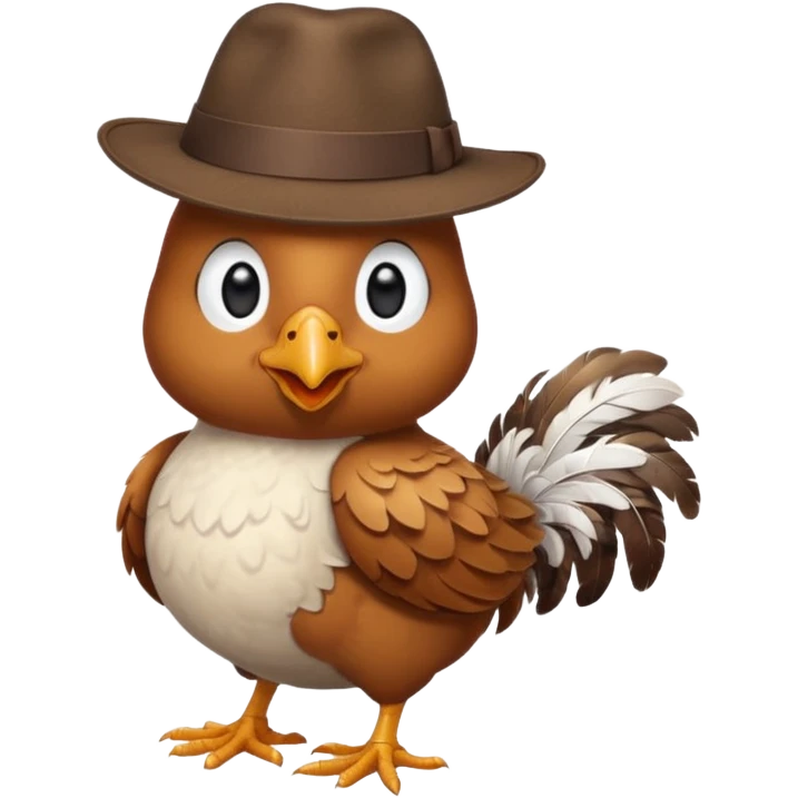 Chicken wearing fedora emoji