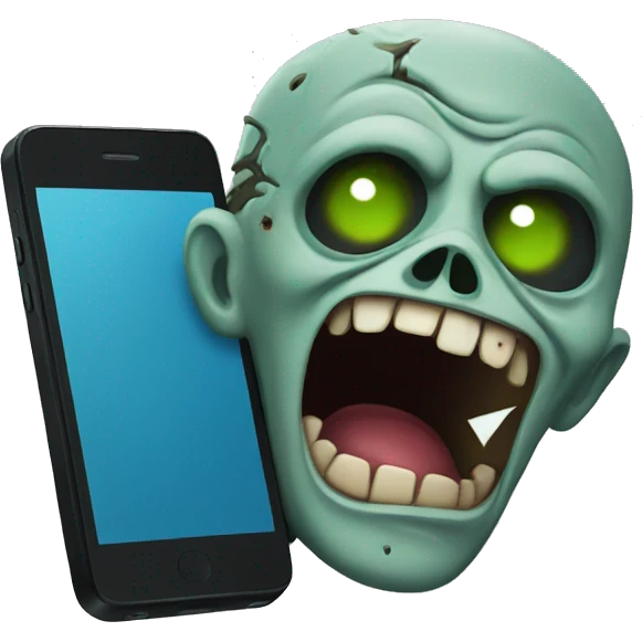 happy zombie watching a phone emoji
