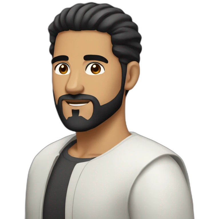 arab man with black hair, high fade on sides, beard, brown eyes emoji