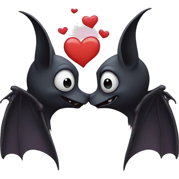 Two bats kissing emoji