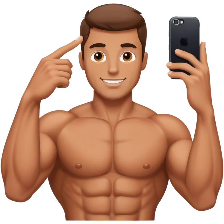 muscular male taking selfie emoji