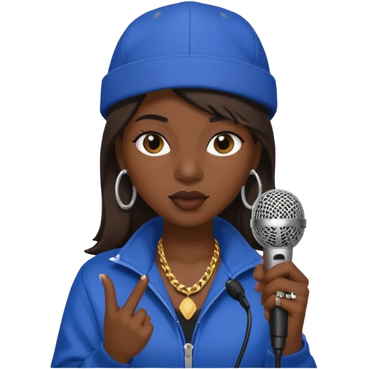 rapper woman with microphone emoji