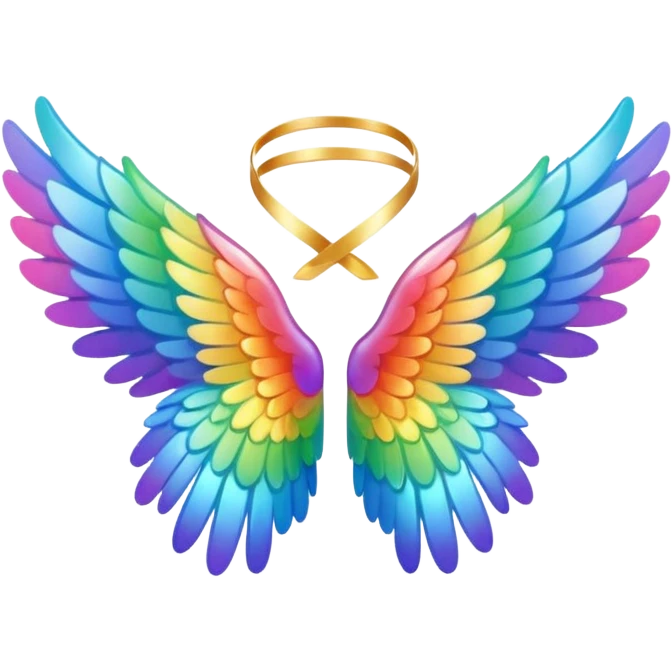  tiny small rainbow angel wings. cute tiny left and right rainbow angel wings. Only wings. emoji