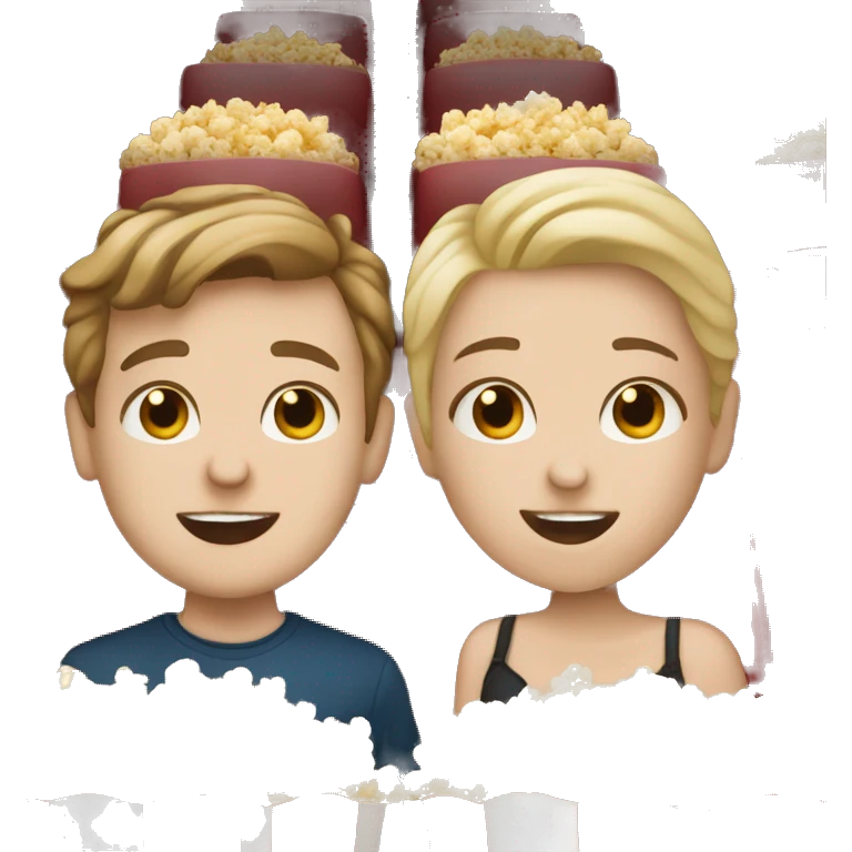 white boy and white girl in cinema with popcorn emoji