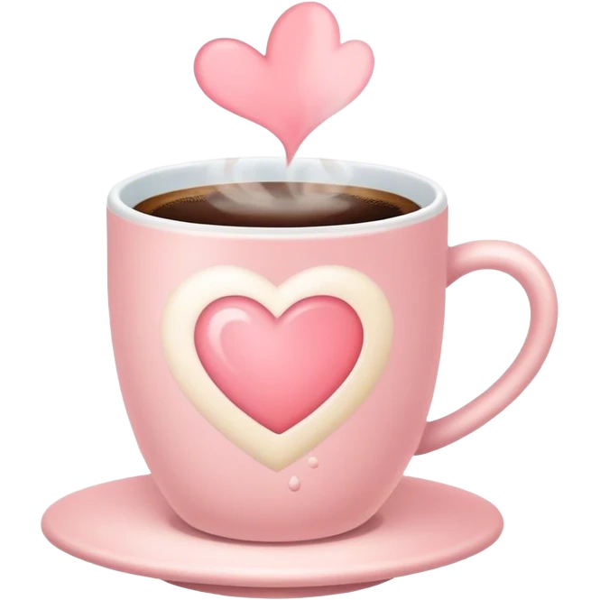 A cute coffee cup that emits warm steam, soft pastel colors, and a heart-shaped design - cozy and inviting! emoji