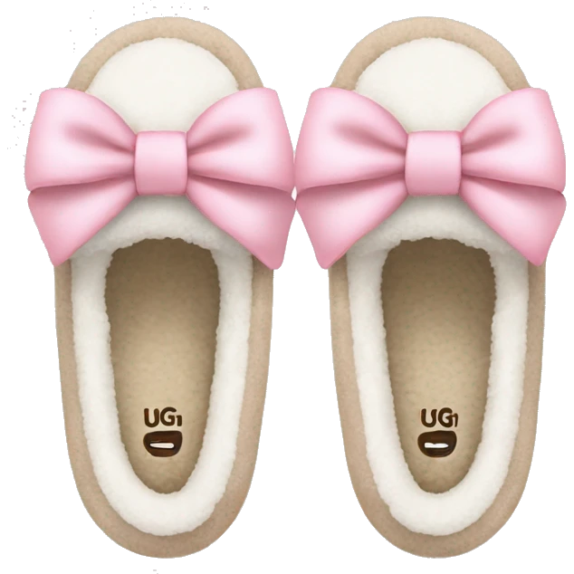 White Ugg slippers light pink bows  emoji
