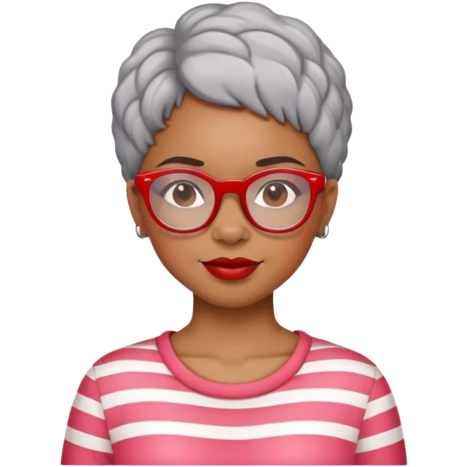 Light skinned Black girl with red glasses short natural gray haircut celebrating Mother’s Day emoji