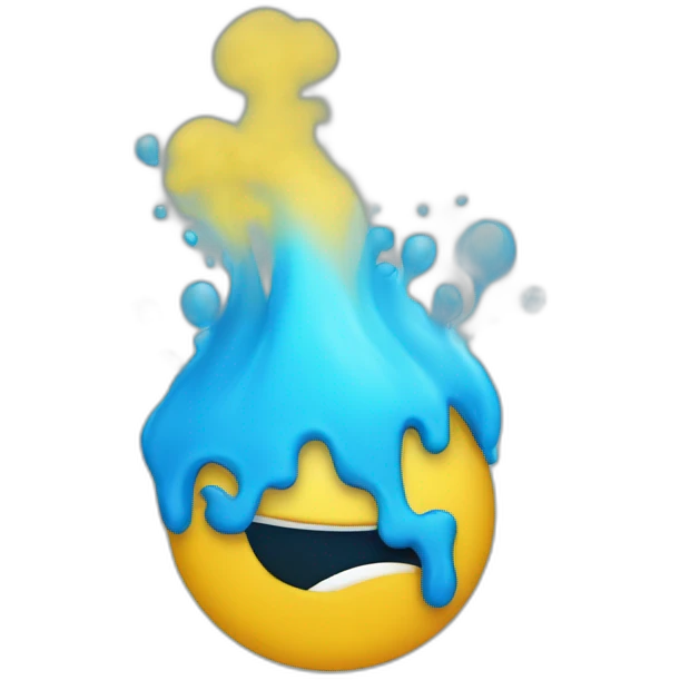 Emoji jaune qui souffle de la fumée bleu emoji